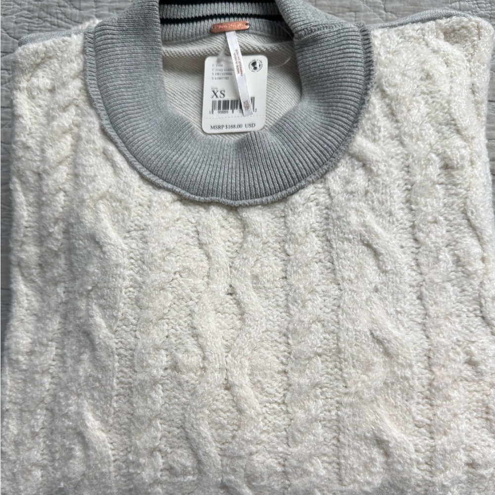 NWT Free People Cable Knit Crewneck Sweater